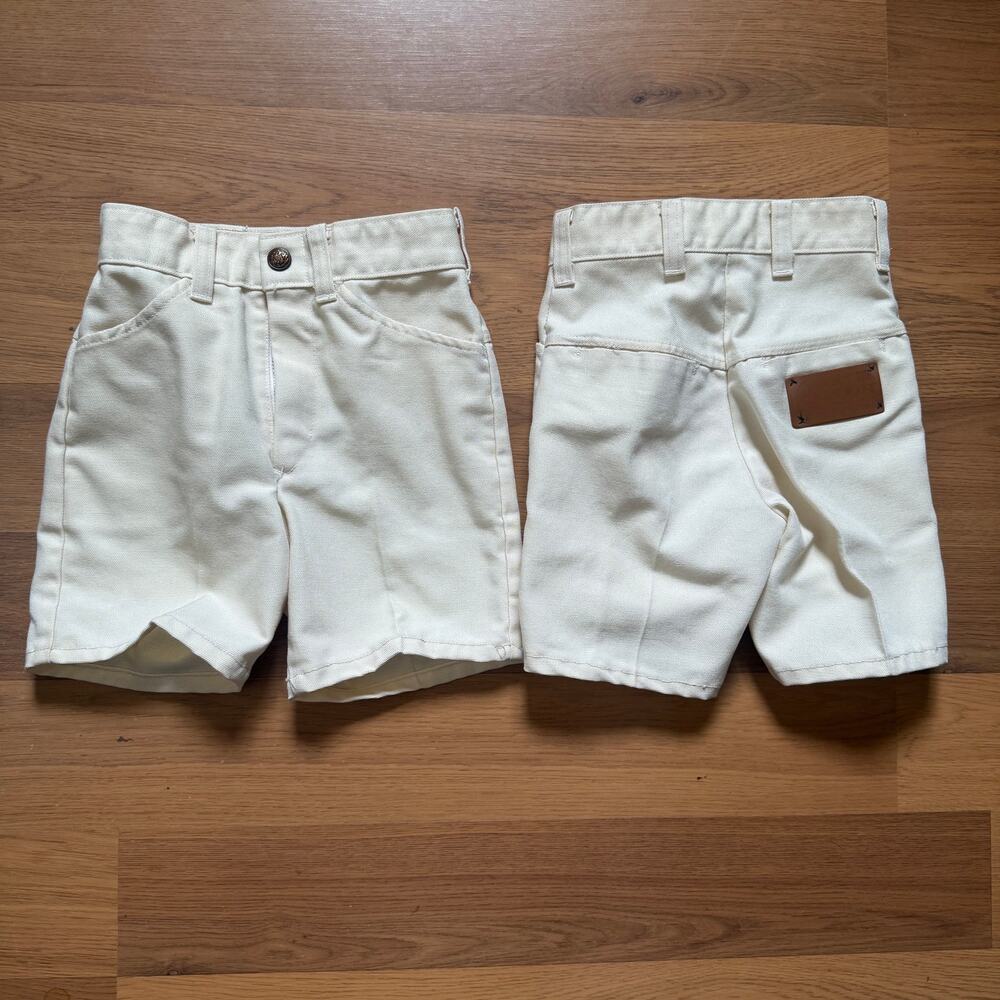 Lot of 2 Vintage 1970's Sears Winnie the Pooh White Canvas Shorts Sz 4 (18 x 4)